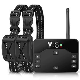 2 In 1 Wireless Electric Dog Fence Waterproof Pet Shock Boundary Containment System Electric Training Collar with 2 Receiver Collars for Small Medium