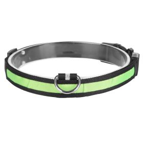 LED Dog Collar USB Rechargeable Adjustable Dog Safety Collar Night Safety Flashing Luminous Light up Collar (Option: xl_green)