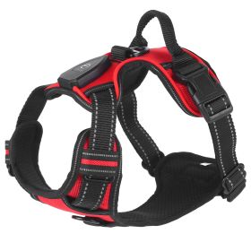 Light Up Dog Harness Rechargeable LED Dog Harness No Pull Lighted Dog Vest with Handle for Small/Medium/Large Dogs (Option: red_m)