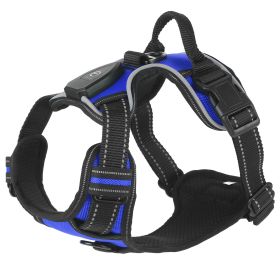 Light Up Dog Harness Rechargeable LED Dog Harness No Pull Lighted Dog Vest with Handle for Small/Medium/Large Dogs (Option: darkblue_m)